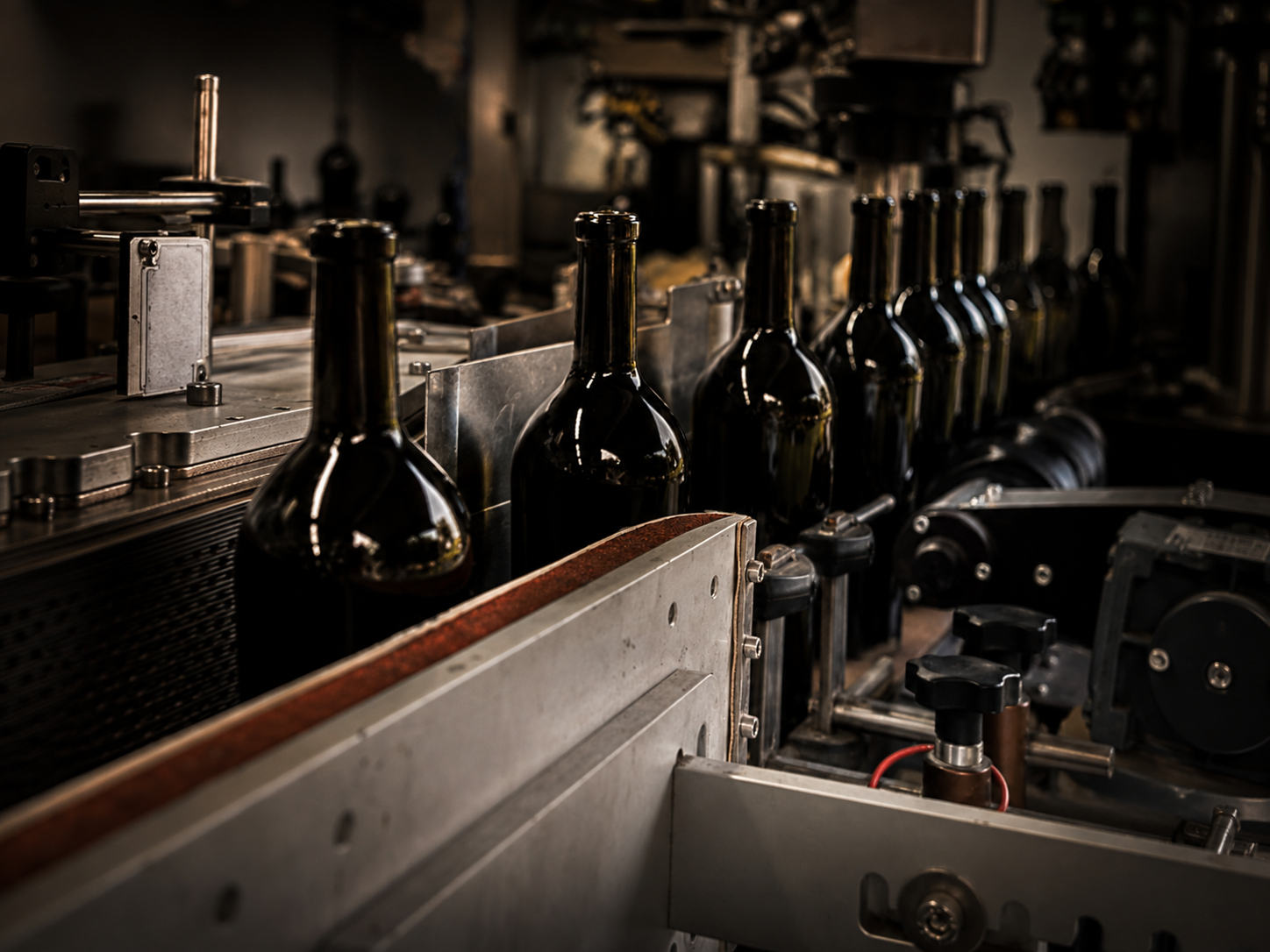Ninth Acre bottles moving through the bottling line